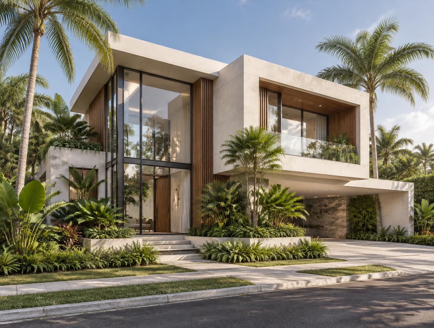 Concepto arquitectónico de residencia contemporánea de volúmenes geométricos